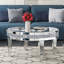 Glass Mirrored Four Leg Coffee Table Diamonds Inlay Low Coffee Table 90.3x90.3cm
