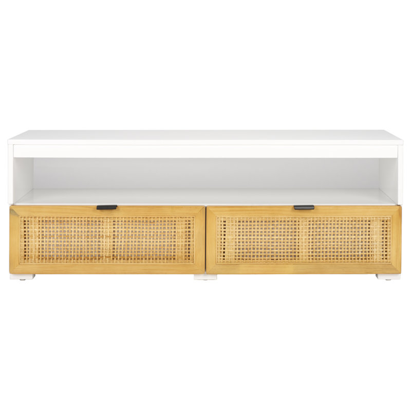Crédence de rangement l 47,5 po Aafi, Blanc / Naturel