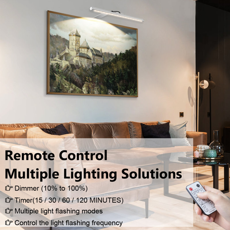 2.87'' Dimmable LED Wall Mounted Picture Light with Remote