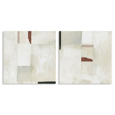 «Neutral Rectangles Mauve Effect 2 PC», ensemble d'art sur toile par June Erica Vess