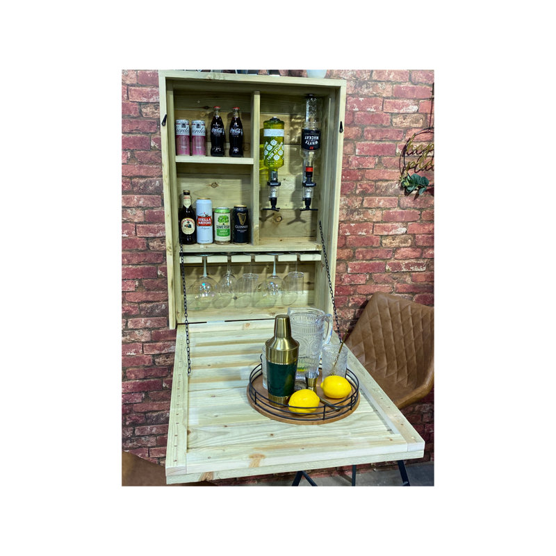 Kinsella 98cm Solid Wood Mini Bar
