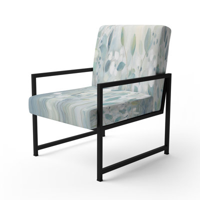 Blue Botanical Rhythms IV - Fauteuil rembourré contemporain, chaise d'appoint Botanical Abstract