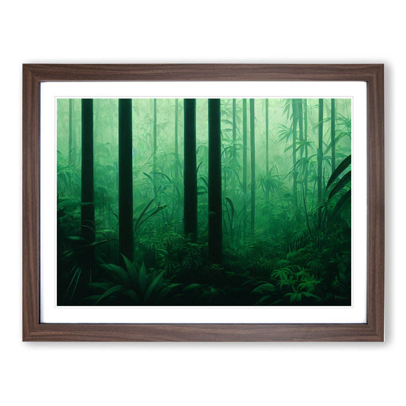 Deep In The Jungle Vol.2 - Single Picture Frame Print, 25cm H x 34cm W x 2cm D, Walnut