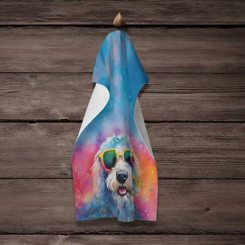 Old English Sheepdog Hippie Dawg Kitchen Towel