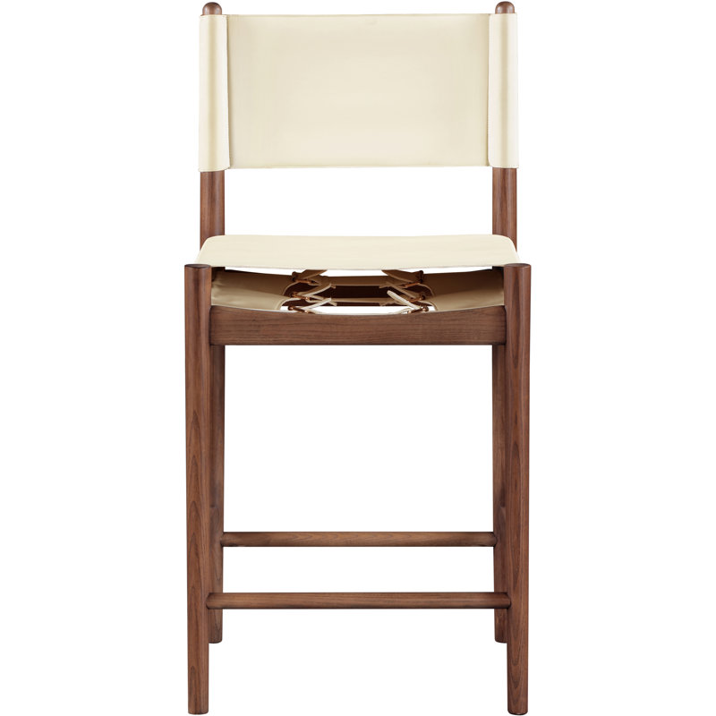 Tabouret de bar Rawlins, Cuir crème végétalien, Noir
