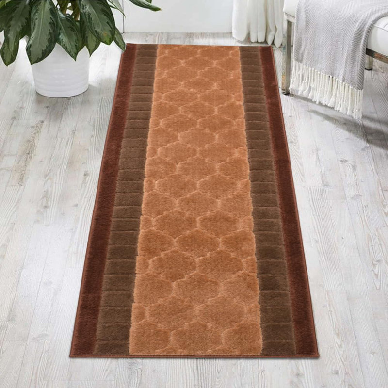 Custom Size Brant Collection Trellis Brown Design Medium Pile Slip Resistant Runner Rugs by Feet, Runner 2'2" x 12'