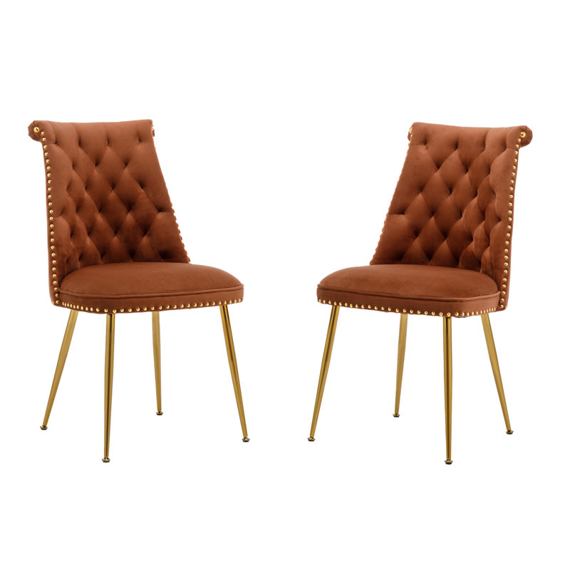 Magallanes 2-Piece Tufted Velvet Dining Chairs , Coffee