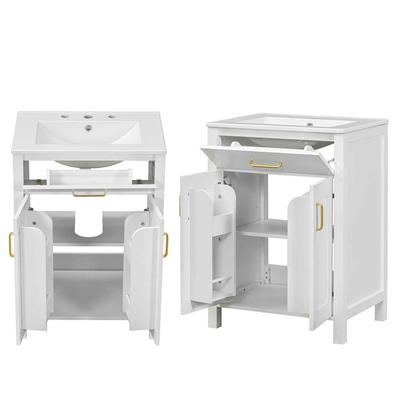 Meuble-lavabo simple 24,2 po avec comptoir en céramique Babig