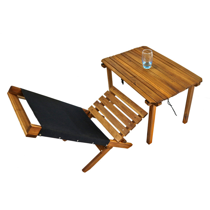 Camping/ Relax Chair FSC 100% Acacia Wood with Fabric Natural Colour