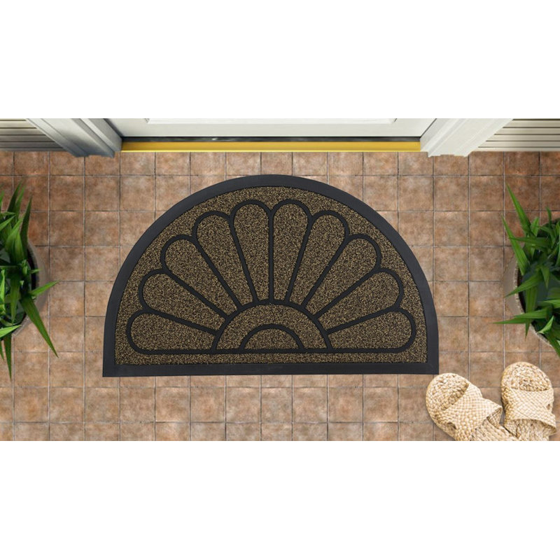 Bergmundur Sunburst Non-Slip Doormat for Entry, 18" x 30", Waterproof, Mat, Brown