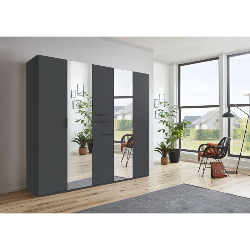 Raelen 6 Door Manufactured Wood Wardrobe, Black