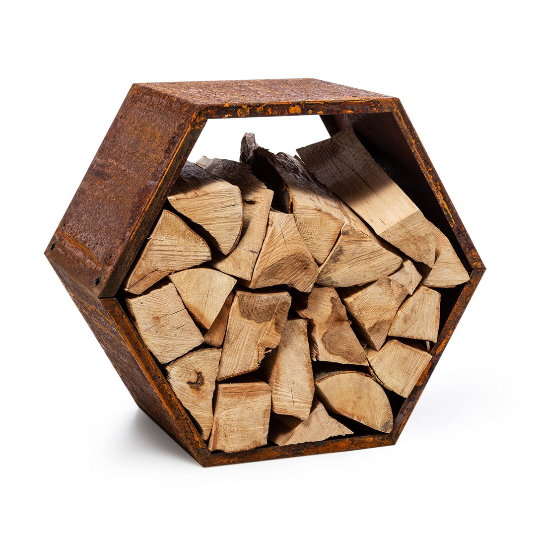 Hexawood Rust Holzspeicher Hexagon-Form 50,2x58x32cm