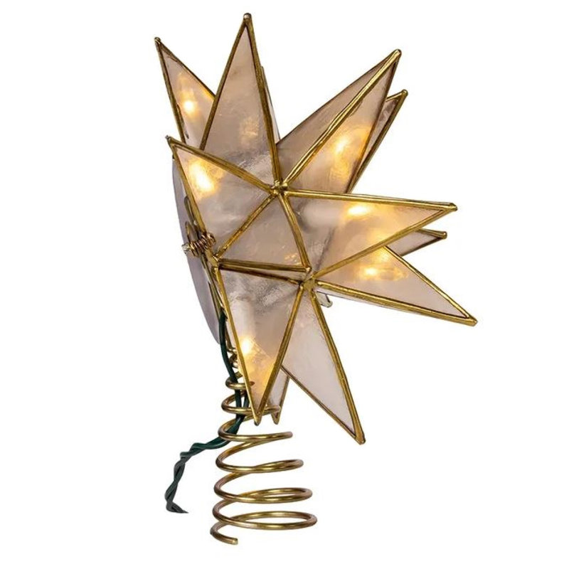 Kurt Adler's 10-Light LED 15-Point Gold Sputnik Capiz Tree Topper
