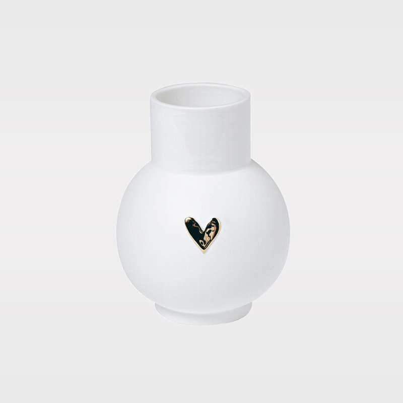 Vase Love Heart, Blanc / Doré