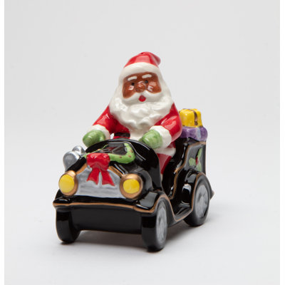 African American Santa Driving A Car Salt And Pepper
