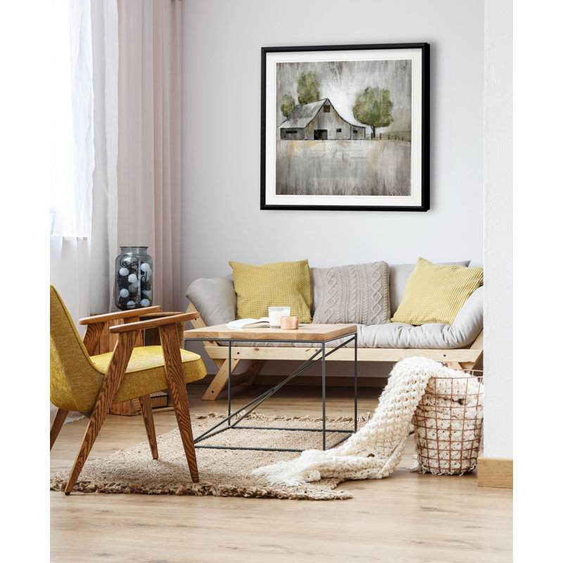 " Weathered Barn ", Framed Print, 30.5" H x 30.5" W, Black Plastic