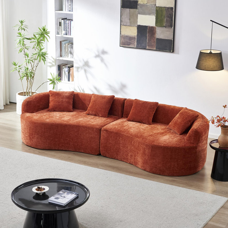 Canapé en chenille, Orange