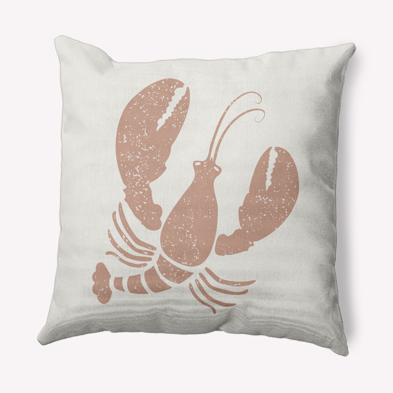 Housse de coussin et insert Lobster Coastal, 20 po x 20 po, Mauve / blanc