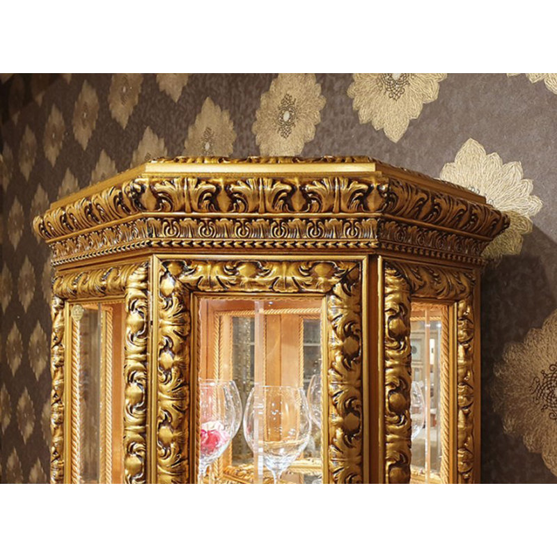 Infinity Lighted Curio Cabinet, Antique Gold