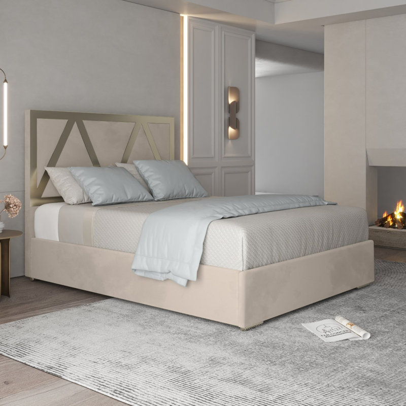 Anasophia Upholstered Bed, Beige, Single (3')