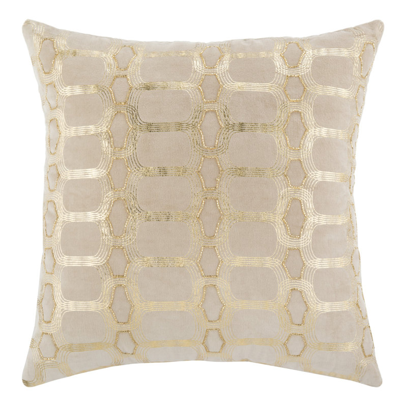 Adalie 20" Beige and Gold Geometric Pillow Set