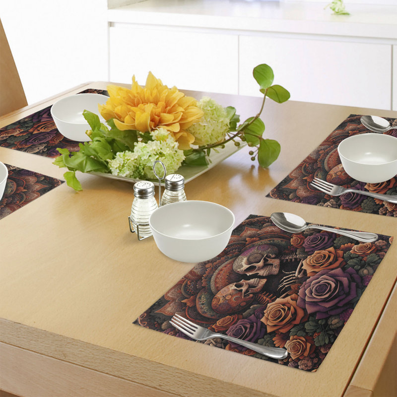 Polyester Vermilion Dark Magenta Rectangle Placemat