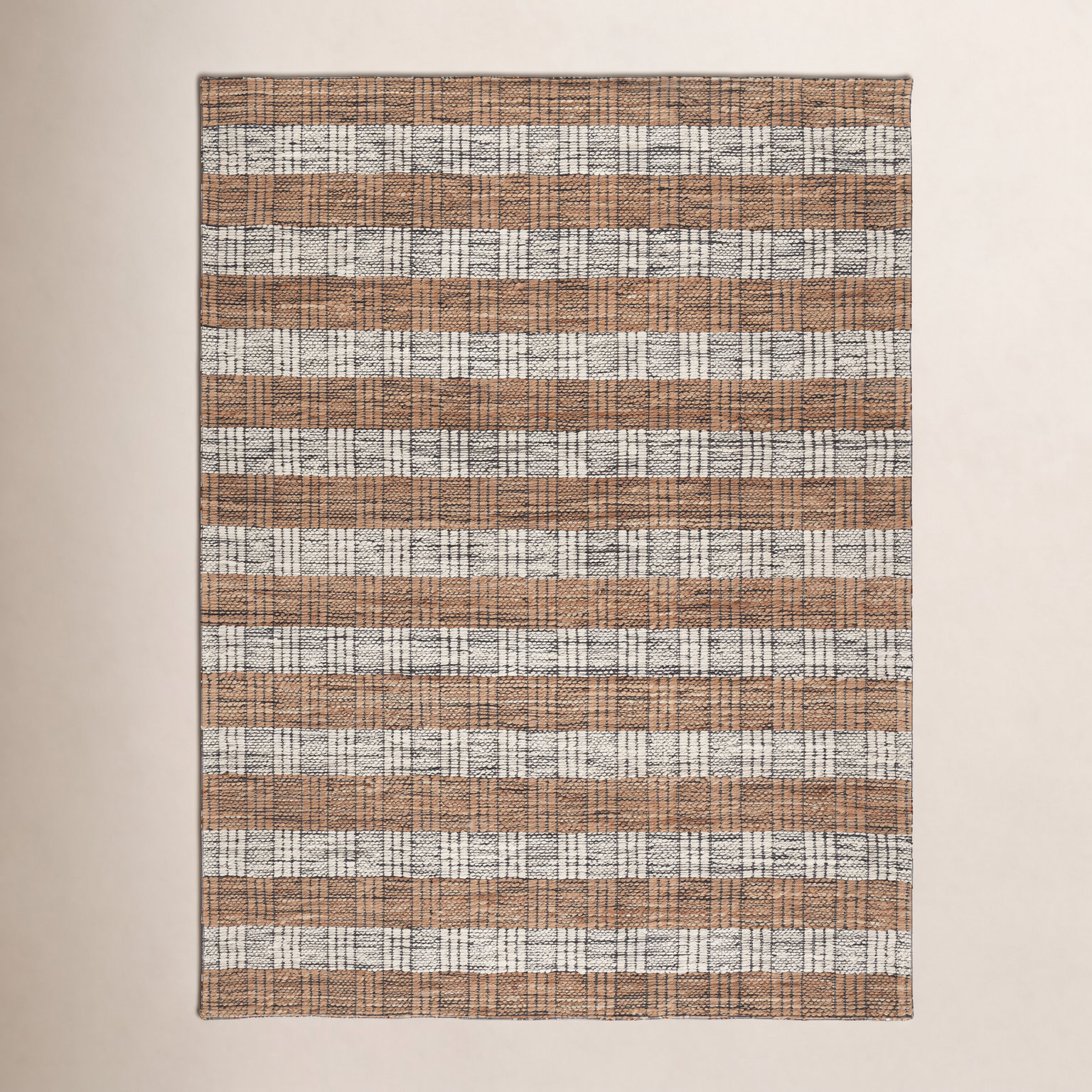 Natural Fiber Hand Woven Jacquard Performance Striped Indoor Rug, 8'-0" X 10'-0" Rectangle
