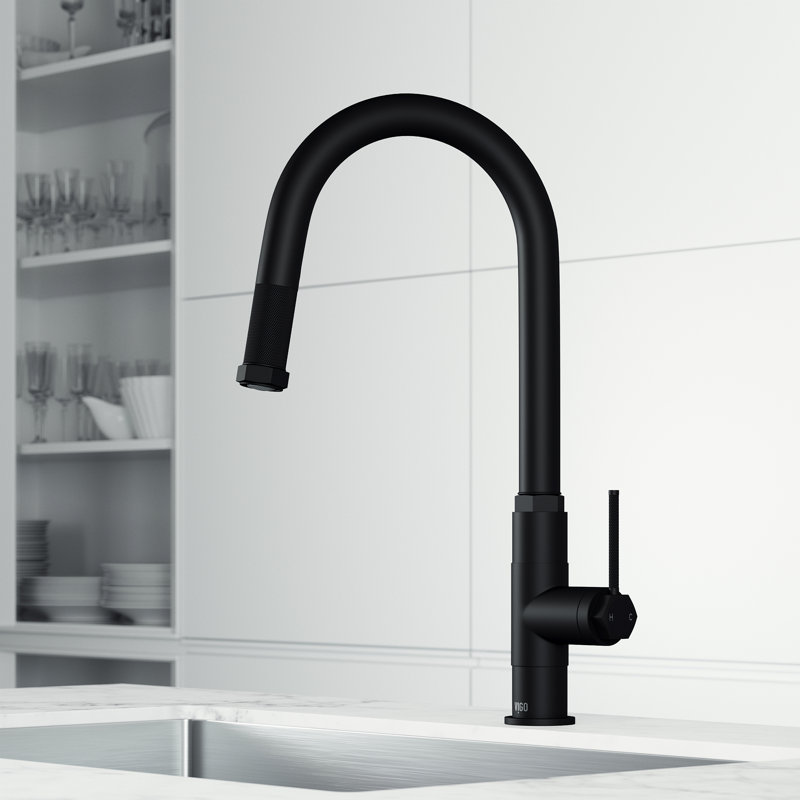 Robinet de cuisine à poignée simple Hart, Noir mat