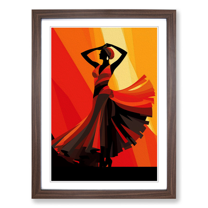 Flamenco dancer Art Deco - Framed Print, Walnut, 34cm H x 25cm W x 2cm D