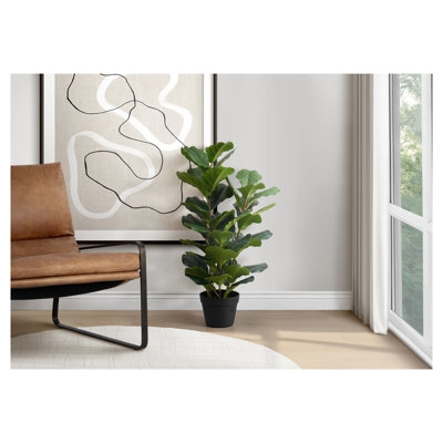 32-Inch Artificial Fiddle Leaf Fig Tree in 6-Inch Black Pot