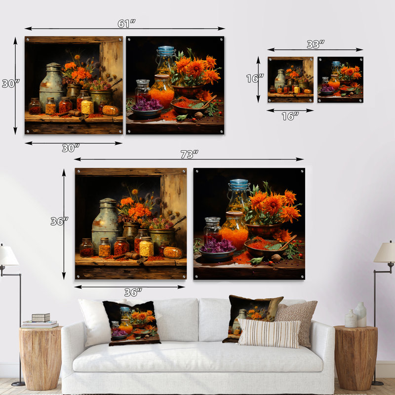 French Spices Farmhouse - Ensemble de 2 verres muraux en acrylique, H 16 po x l 33 po