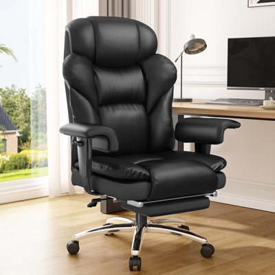 Office Chair With High Back, Foot Rest & Arms, Wide Gaming Chair With Lumbar Support For Office