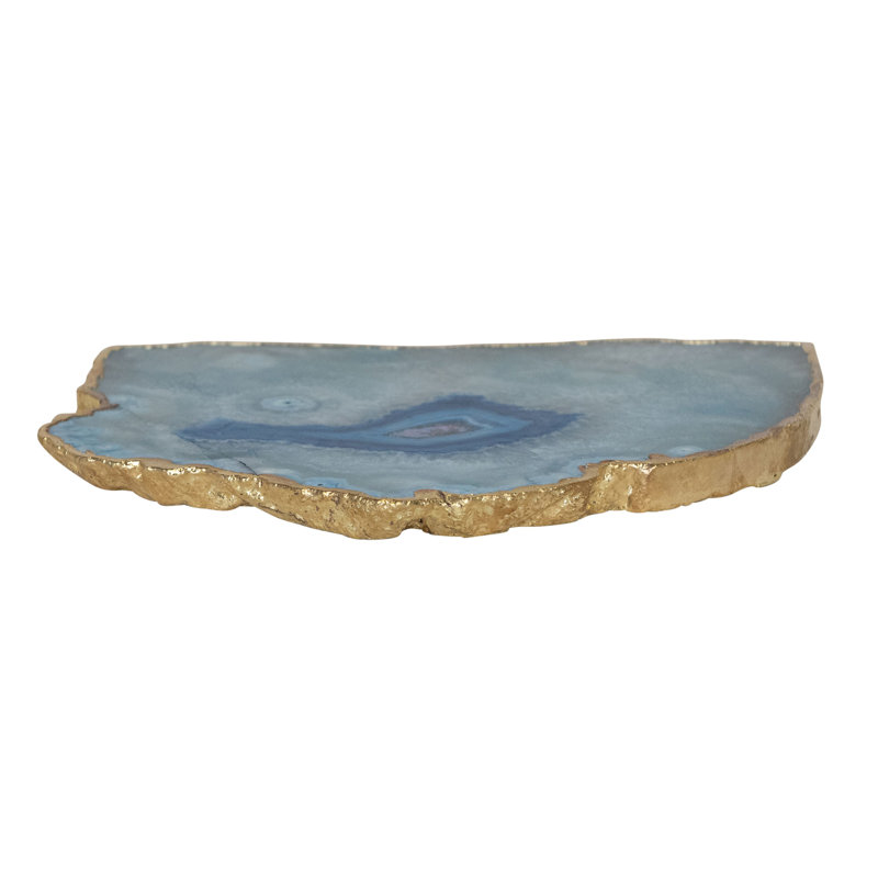 Agate Slab Tray with Electroplated Edge