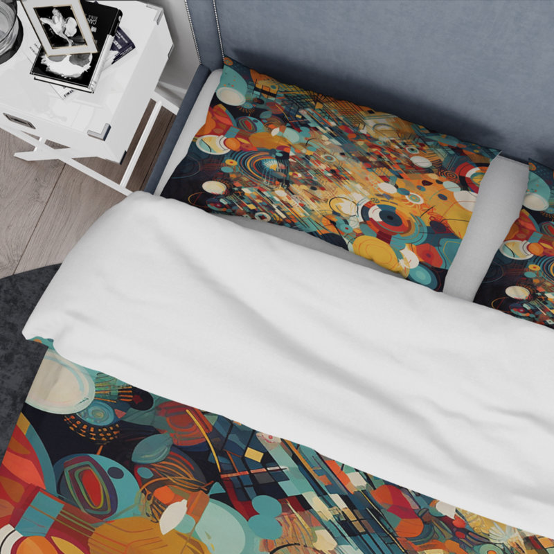 Ensemble de housse de couette orange en microfibre / polyester Orange Retro Vibe