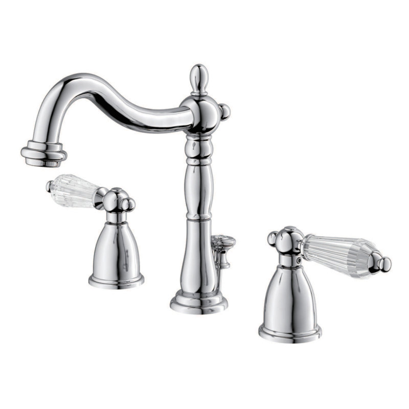 Robinet de salle de bain espacé à deux poignées à 3 poignées avec bonde escamotable Kingston Brass, Chrome