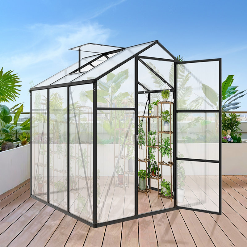 Serre en aluminium 6X6Ft coupe-vent, L 6,1 pi x P 6,1 pi