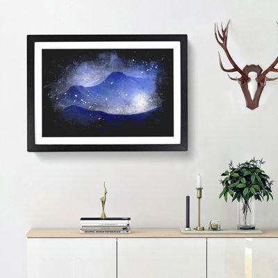Purple & Blue Mountain Tops Paint Splash - Picture Frame Graphic Art