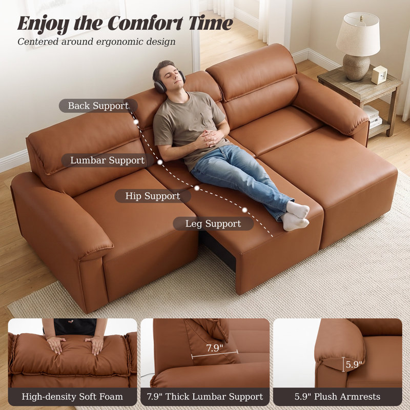 Fauteuil inclinable électrique, canapé inclinable une place en velours doux pour la chambre à coucher, Brown Faux Leather