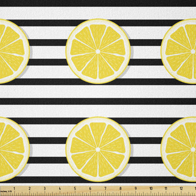 Cosco Citrus Fruits in Slices Pattern on Symmetrical Striped Background Multi-Purpose Fabric