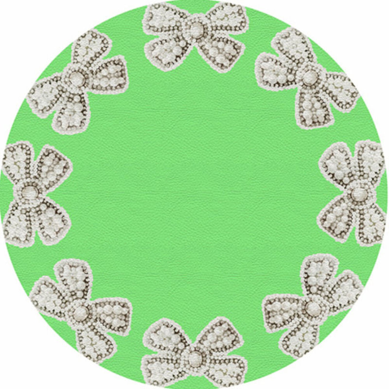 Bow Vegan Leather Round Pebble Placemat, Colony