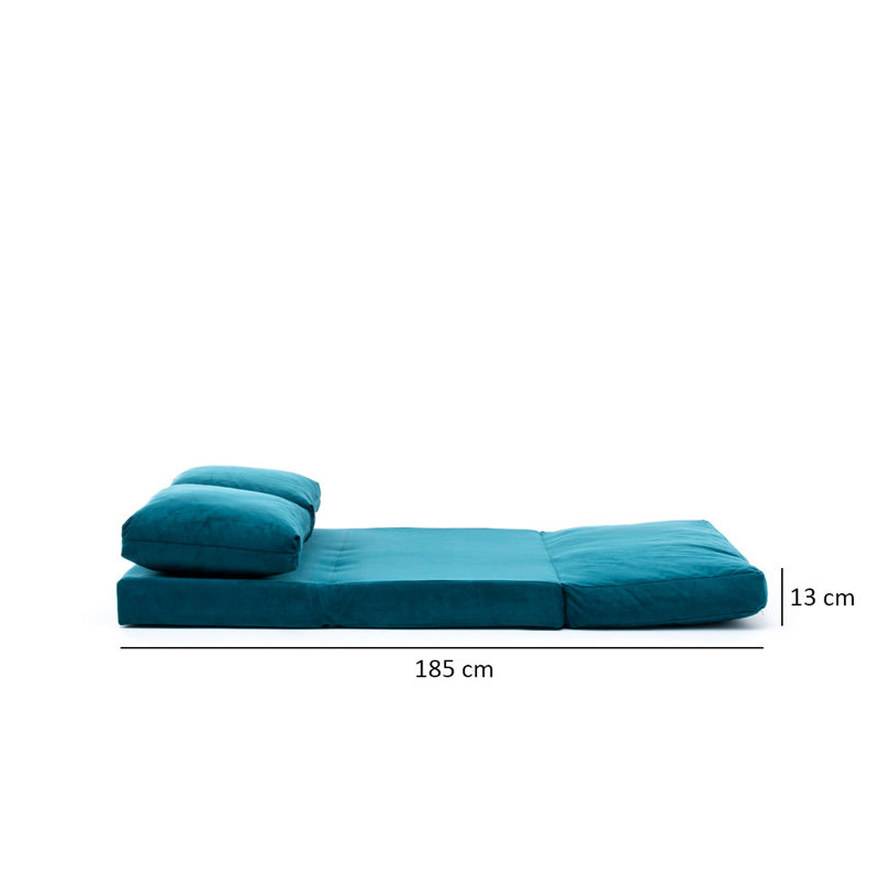 Canapé convertible de 72,8 po de largeur Clarington, 100% polyester vert pétrole
