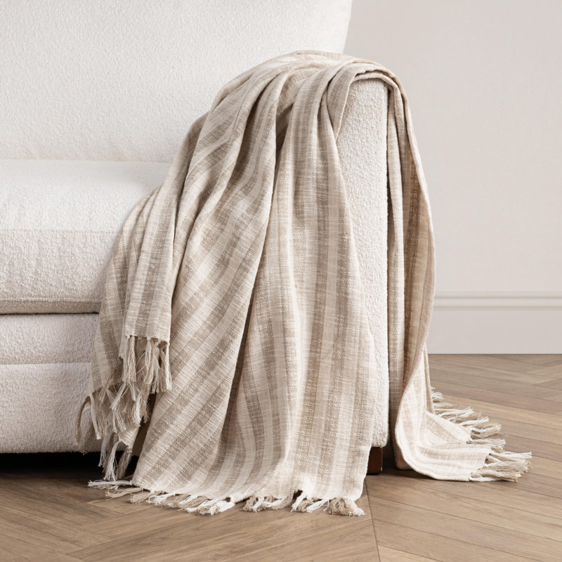 Linna 100% Cotton Ivory/Natural 50"X70" Throw Blanket