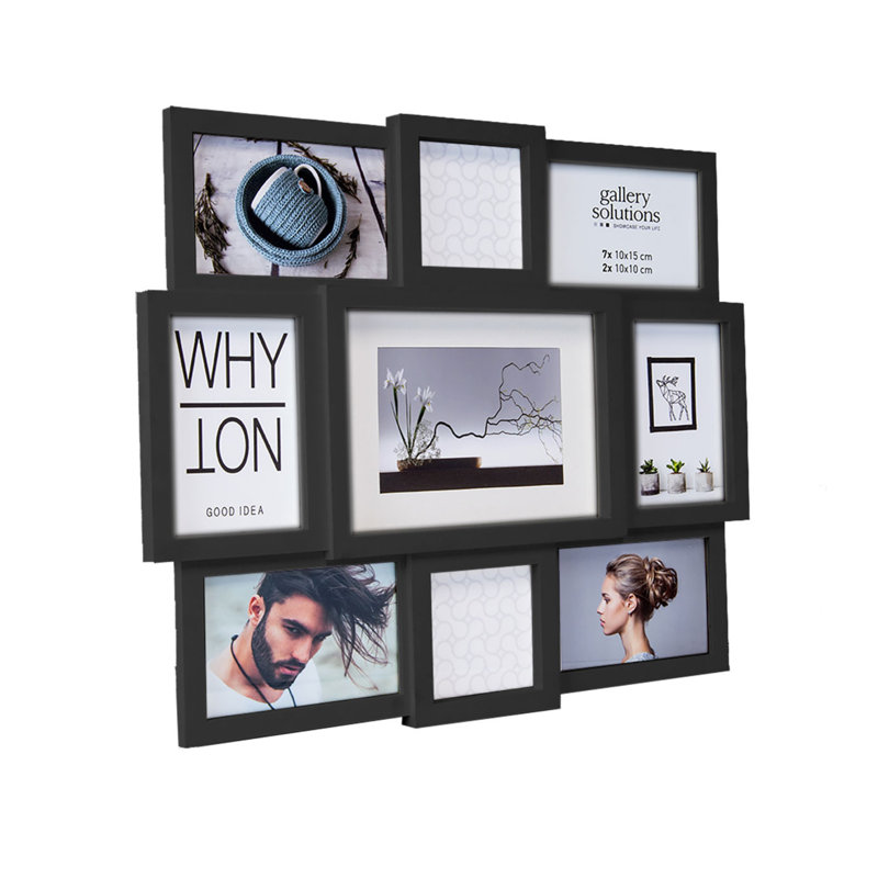 Rabeka Collage Picture Frame for 9 Photos, Black