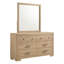 Commode Merritt en chêne clair à 6 tiroirs avec miroir assorti, ensemble de rangement pour chambre à coucher en bois d'ingénierie avec glissières métalliques