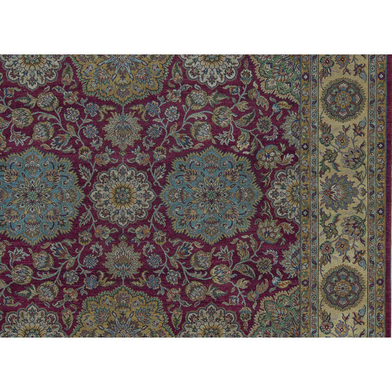 Tapis gris et gris noué à la main de haute qualité