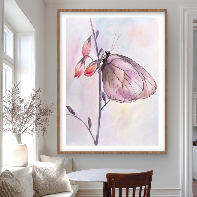 Délicat papillon - motif floral romantique avec passe-partout