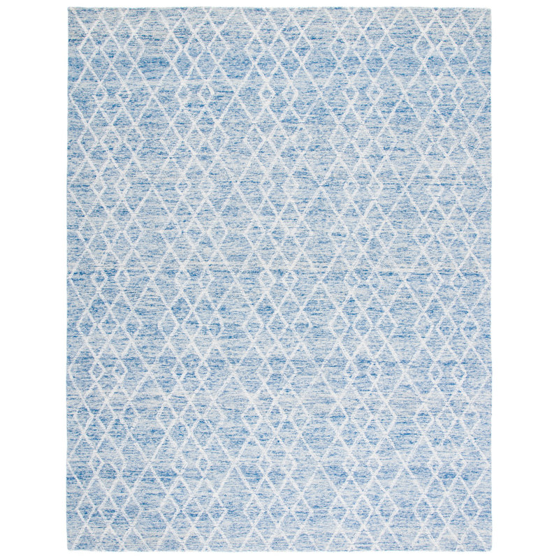 Gina Hand Tufted Indian Wool And Cotton With Latex Geometric Rug, Rectangle 8' x 10'