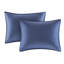Literie en seersucker bleu - 8 pièces pour lit double / grand coussin brodé à l'aquarelle-125963394-125963391