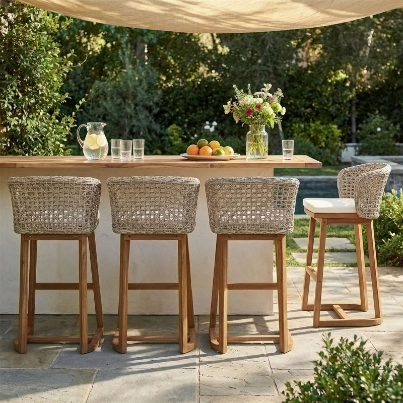 Ensemble de 4 tabourets de bar d'extérieur en bois
