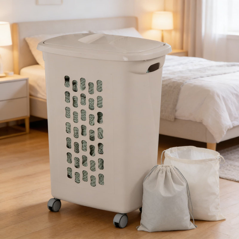 Ultra Wheeled Laundry Hamper With Retractable Handle And Flip-Top Lid - Portable Rolling Clothes Basket For Home, Apartment, And Dorm